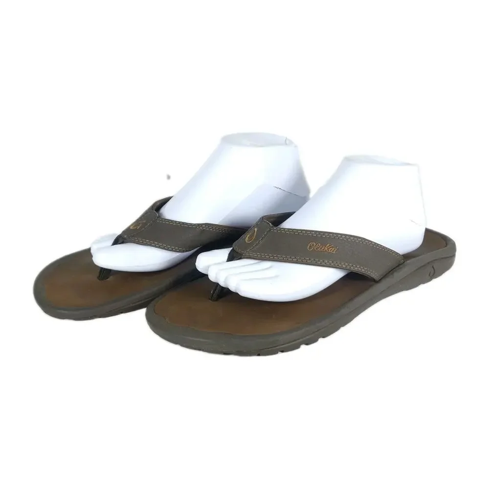 Olukai Men's Ohana US11 Brown Slip On Flat Thong Sandals